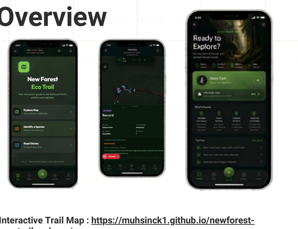 Screens from the New Forest Eco Trail web app prototype