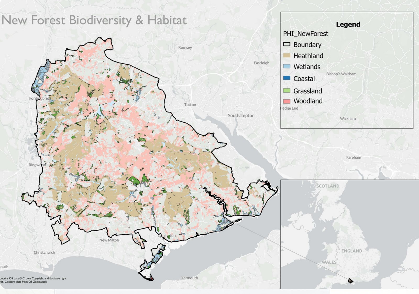 Habitat classification map of New Forest National Park